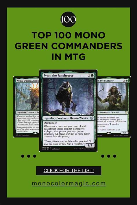 mono green commanders|Top Mono Green commanders June 2024 • MTG DECKS.